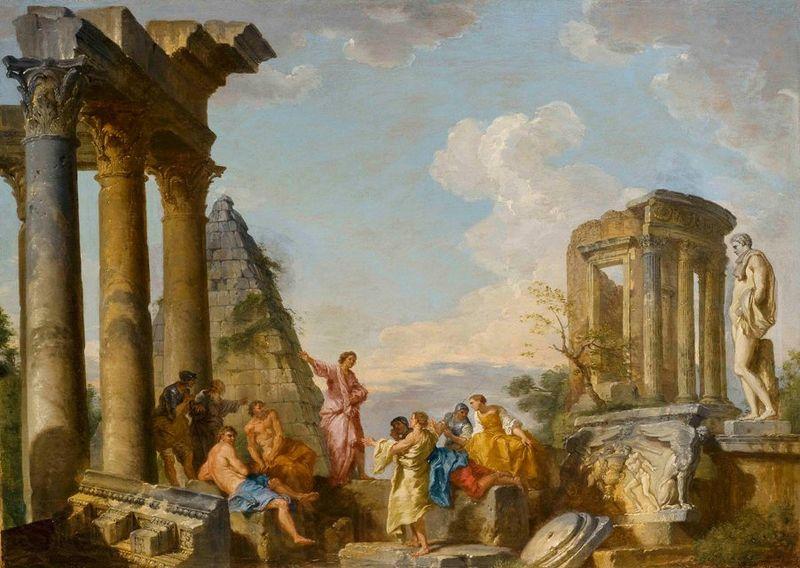 Giovanni Paolo Panini Architectural Capriccio with an Apostle Preaching Norge oil painting art